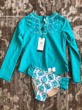 NWT Cabana Life Toddler Girl Rash Guard Swim Set